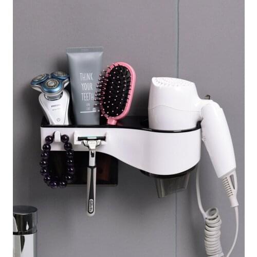Wall Hanging Hair Dryer Rack Bathroom Dryer Rack Storage Rack Comb Shaver Holder Multifunction Organizer Seamless Storage Shelf