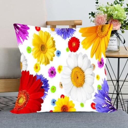 Gerberas Closeup Flower Pillowcase Bedroom Home Decorative Gift Pillow Cover Square Zipper Pillow Cases 40x40,45x45 Satin Soft