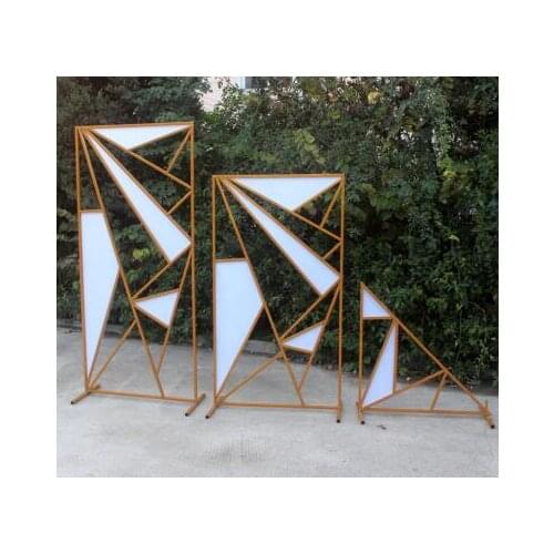 New wedding props shaped screen iron art triangle oblique triangle decoration wedding stage road flower frame decoration