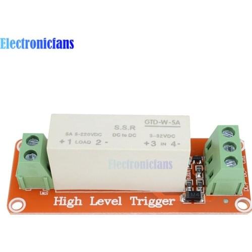1 Channel DC 5V 220V 5A SSR Solid State Relay Module For Arduino Uno R3 ONE Switching Transistor Board High Low Level Trigger