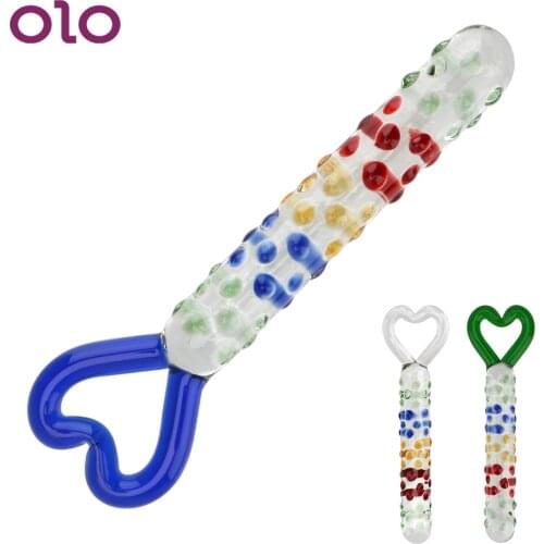 OLO Crystal Glass Dildo Artificial Penis Dildo Spiral Long Butt Plug Vaginal Anal Stimulation Sex Products Sex Toys for Women