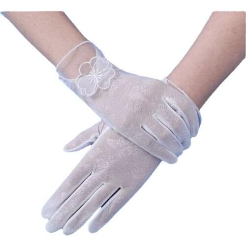 Pointing To Pure White Etiquette Activities Lace Gloves Sunscreen Driving Touch Screen Ice Silk Non-slip Summer Womens Thin