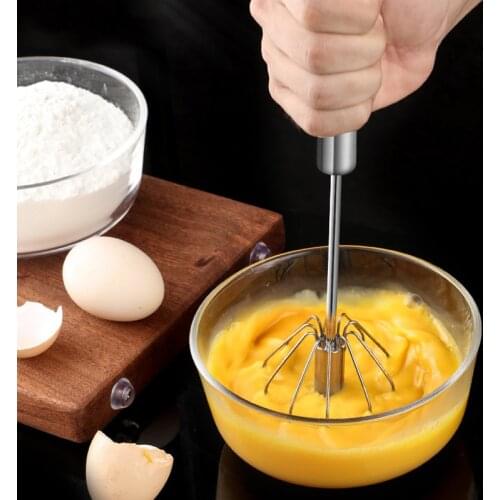 Semi-automatic Egg Beater Stainless Steel Egg Whisk Manual Hand Mixer Self Turning Egg Stirrer Egg Tools Kitchen Accessories