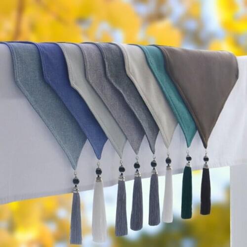 Simple solid color cotton linen table runner fringes porch shoe dustproof table cover tablecloth bed runner cabinet cover cloth