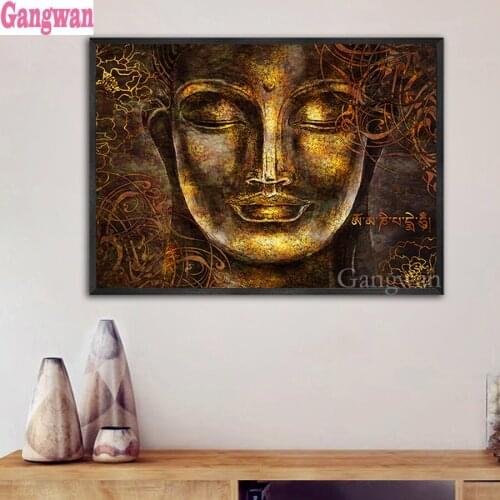 Religion icon diamond painting Golden Buddha pattern full square round drill embroidery with diamond mosaic painting home art