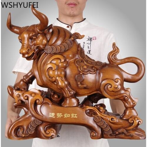 Animal cow shape lucky money Golden resin statue fengshui home decor living room decorations accessories birthday present