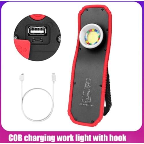 Portable LED COB Work Light USB Rechargeable Magnetic Emergency Flashlight with Hook Waterproof Lantern Lamp