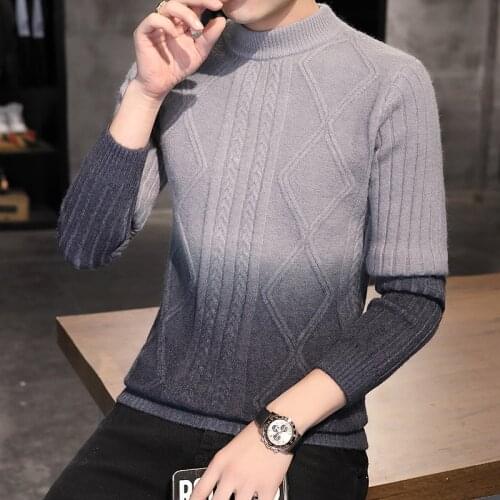 Color-blocking sweater 2021 autumn and winter new sweater mens round neck Korean slim pullover youth casual knitted sweater
