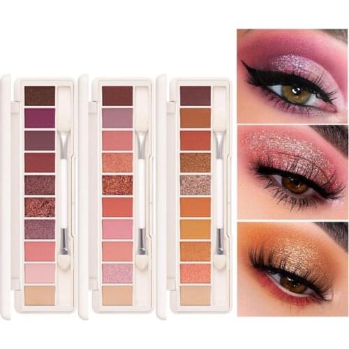 FOCALLURE 10 Color Matte Sparkling Shimmr Eyeshadow Palette Long Lasting Waterproof Powder Eye Shadow Makeup Kit Easy to Wear