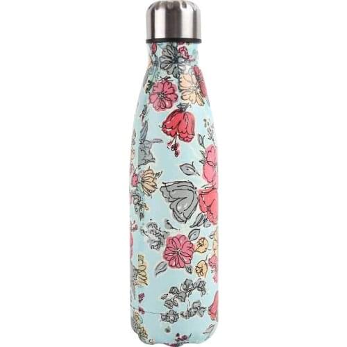 Stainless Steel Vacuum Insulated Water Bottle Flask Thermal Sports Chilly 500ML Double Wall Direct Drinking Eco-Friendly Flowers