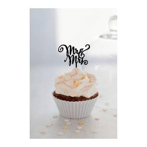 Mr & mrs cupcake toppers for wedding decoration engagement / anniversary party supplies 24pcs/lot free shipping