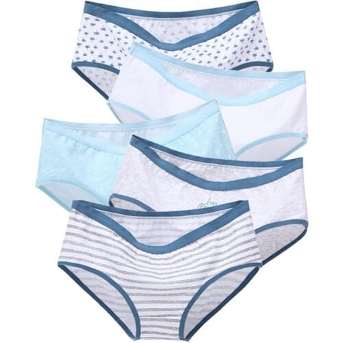 LANGSHA 5Pcs/set Women Panties Soft Cotton Underwear Girls Sexy Printed Lingerie Plus Size XXL Briefs Ladies Seamless Underpants