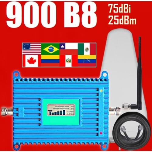 High gain 75 dB 1000 meter 2G 3G Signal Booster 900 MHz Cell Signal Booster GSM Band 8 Amplifier EUrope Asia Africa Middle east