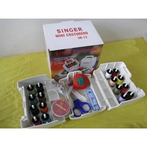 Vintage SINGER HOMECHEST SEWING BOX Notions Supplies Thread Sides open SINGER Notion Box SN-12 White