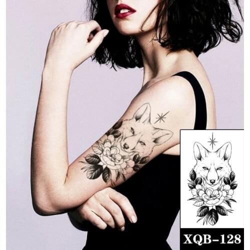Waterproof Temporary Tattoo Sticker Compass Plain Flower Arctic Fox Leaves Fake Tattoos Flash Tatoos Arm Body Art for Women Men