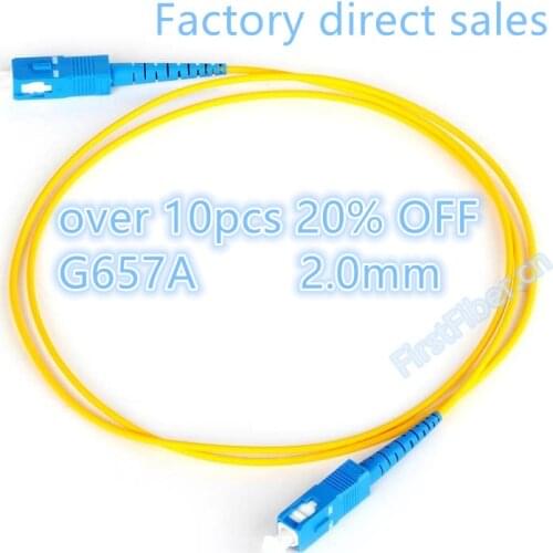 FirstFiber 1m SC UPC to SC UPC G657A Fiber Patch Cable, Jumper, Patch Cord Simplex 2.0mm SC PC TO SC PC PVC SM Bend Insensitive