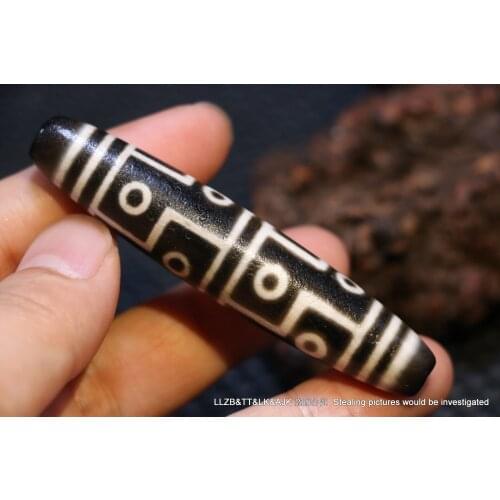Magic Power Tibetan Old Agate 12 Eye LONG Master Symbol dZi Bead Amulet 78MM LZK Amulet Talisman Treasure