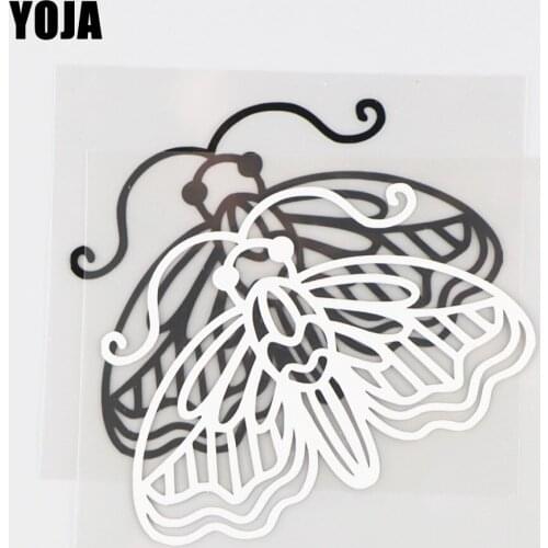 YOJA 9.9×8.5CM Lovely Moth Pattern Vinyl Cartoon Animals Decal Car Stickers Black/Silver 19C-0095