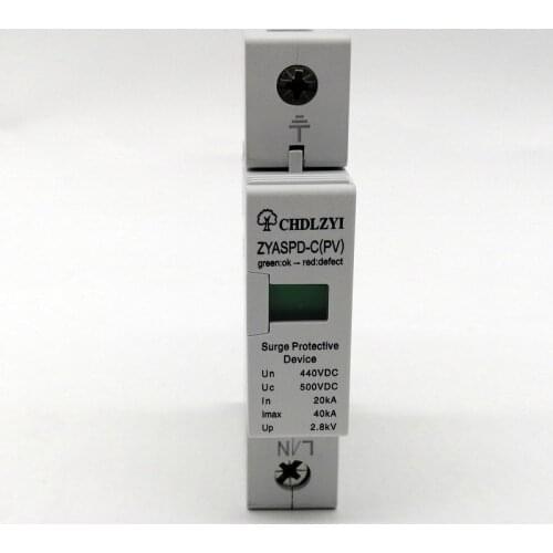 Pv1000V 800V 500V AC 20KA~40KA 1P SPD House Surge Protector Protective Low-voltage Arrester Device 35mm din rail Solar Equipment