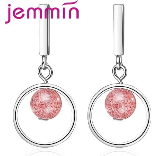 New Fashion Jewelry Simple Novel Pop 925 Sterling Silver Pink Round For Women Small Circle Earrings Free Shipping