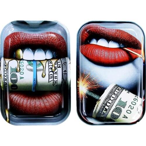 Large Rolling Tray Double Pattern Metal Herb Weed Tobacco Paper Manual Cigarette Roller Plate 28.8x18.8cm