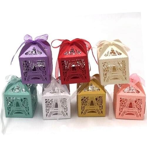 10/50/100pcs Eiffel Tower Laser Cut Wedding Favors And Gift Box DIY Candy Box Baby Shower Chocolate Boxes Party Decoration