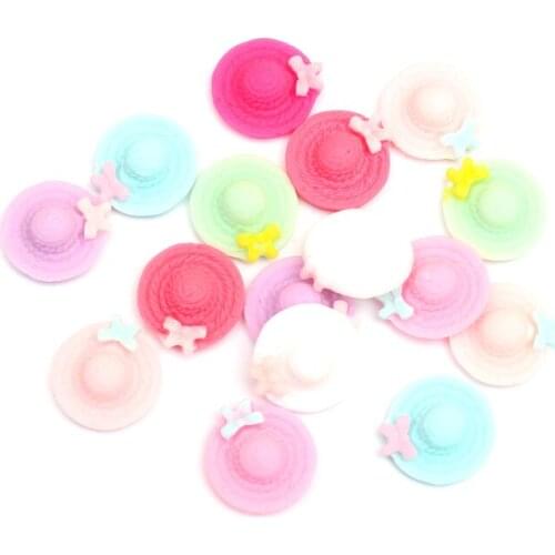 40Pcs Random Mixed Resin Hats Embellishments Flatback Cabochon Scrapbook Wedding Decoration Diy Craft Accessories