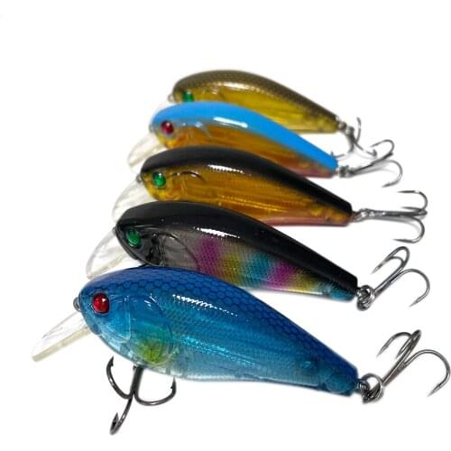 5pcs 10g 7.5cm Transparent Crankbaits Minnow Topwater Fishing Lures w/ PVC Box