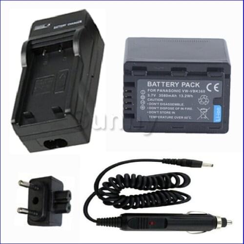 Battery and Charger for Panasonic VW-VBK180,VW-VBK360 and SDR-S50,SDR-S70,HDC-SD60,HDC-SD80,HDC-SD90,HDC-HS80,SDR-H85,SDR-H100