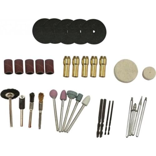 HLZS-34Pcs/Set Accessories Grinder Tool Kit Chuck Polishing Shaft Wheel Electric Cut Off Wheel Sand Paper Rounds Nylon brush