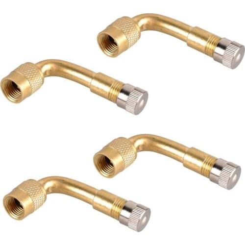 AU04 -90 Degree Bend Tire Valve Extension Adapter, Brass Air Tyre Extension Schrader Valve Adapter for Motorcycle, Bike, Mower a