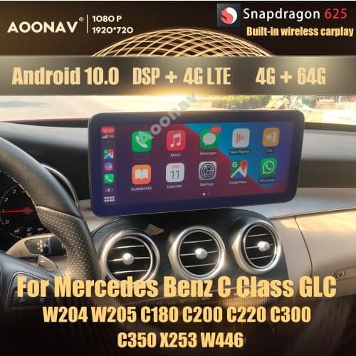 128GB Android 10.0 Snapdragon 625 car radio GPS For Mercedes Benz C Class GLC W204 W205 X253 W446 2008-2018 multimedia player