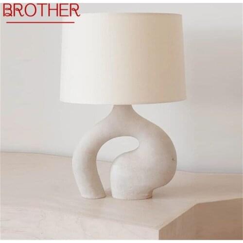BROTHER White Creative Table Desk Lamp Contemporary Resin LED Light for Home Living Bed Room Decoration
