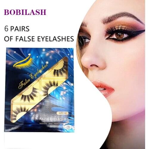 BOBILASH 6 Pairs 3D Faux Mink Lashes Soft Natural False Eyelashes Upper Lashes Dramatic Volume Fake Lashes