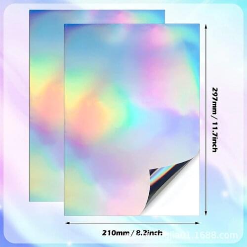 20/A4 Rainbow Sticker Paper, Printable Holographic Vinyl Sticker Paper Dries Quickly Waterproof Sticker for Inkjet/Laser Printer