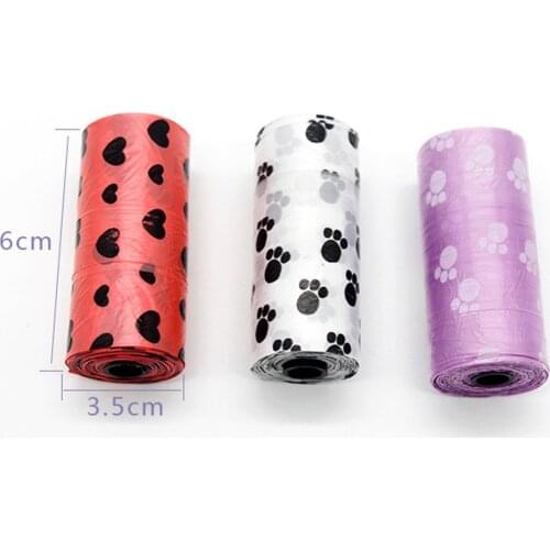 Hot 1 Roll Pet Dog Waste Poop Bag Poo Printing Clean-up Bag Outdoor Multicolor poop pet Home Garbage Bag Carrier Pet Supplies