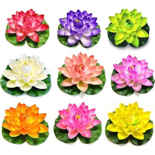 Home Wedding Garden Pond Pool Decoration Artificial Lotus Water Lily Floating Flower Pond Tank Plant leaf Ornament 10/18cm