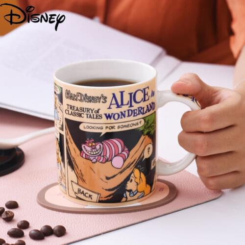Disney Ceramic Material Cute Cartoon Printing Mug Simple Large Capacity with Spoon Milk Cup Collection Cup Coffee Cup