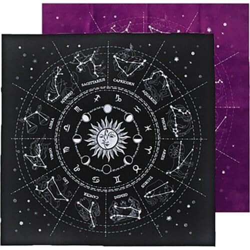 Twelve constellations love career oracle card tablecloth starry sky tarob velvet divination altar cloth