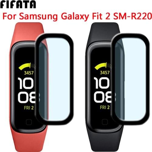 FIFATA 2 Pcs 3D HD Black Frame Curved Protective Film For Samsung Galaxy Fit 2 SM-R220 Smart Watch Soft Glass Protective Film