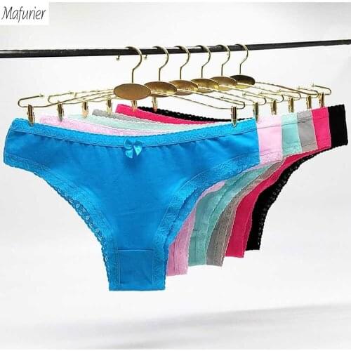 Mafurier Free Shipping New Women Sexy Underwear Female Cotton Panties Lady Soft Briefs Lace Knickers Lingerie For Women 6Pcs/Lot