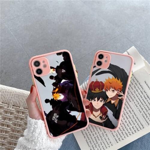 Cute Japan Anime Oya Haikyuu Phone Case For iPhone 12 11 Mini Pro XR XS Max 7 8 Plus X Matte transparent Pink Cover