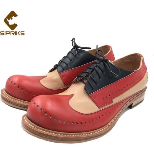 Sipriks Unique Design Calf Leather Shoes Mens Goodyear Welted Dress Shoes Leather Sole Footwear Gents Suit Red Black Social 45