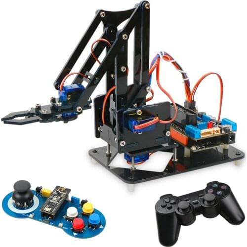4DOF DIY Robot Arm Kit Educational Robotics Claw Set Mechanical Arm for Arduino R3,PS2/2.4G Wireless Control,Scracth Programming