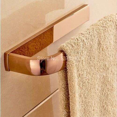 Wall Mount Luxury Rose Gold Brass Bathroom Bath Hardware Towel Single Bar Rail Rack Holder Bathroom Fitting Accessory aba868