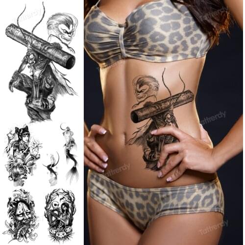 Water Transfer Fake Tattoo Skull Cross Tattoo Sleeve Arm Waist Thigh Waterproof Temporary Tattoo For Woman Man Body Art Sticker