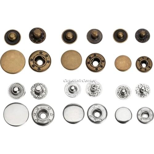 Hot 50pcs Rapid Rivet Button Snap Fasteners For Clothing Bags Shoes Leather Decorative Craft Combined Button 10mm/12.5mm/15mm