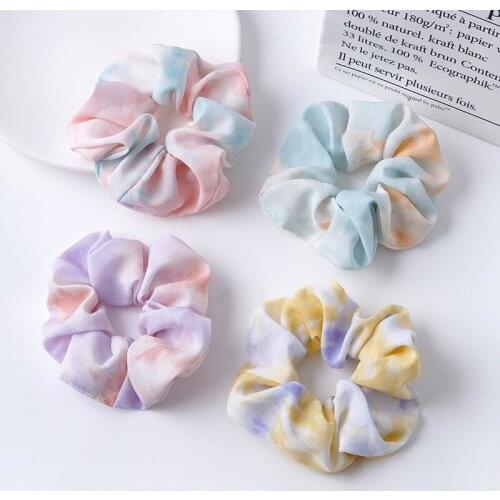 Gradient Chiffon Hair Ring Scrunchies Hair Accessories Women Girl Elastic Hair Ring Hair tie Ponytail Holder Rubber Hair Band
