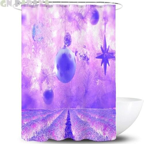 Festival Christmas tree Bath Curtains Waterproof Polyester purple cute kids room Shower Curtains Screen with Hooks