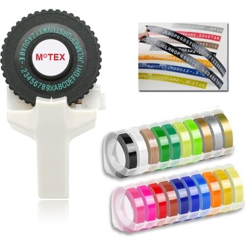 White Color MoTex E101 Printer Mini DIY Hand compatible for dymo 3D embossing manual Tape Manual Typewriter lettering machine